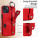 iPhone 13 Calf Texture Wrist Card Slot Ring Phone Case - Red