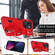 iPhone 13 Calf Texture Wrist Card Slot Ring Phone Case - Red