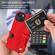 iPhone 13 Calf Texture Wrist Card Slot Ring Phone Case - Red
