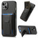 iPhone 13 Carbon Fiber Fold Stand Elastic Card Bag Phone Case - Black