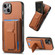 iPhone 13 Carbon Fiber Fold Stand Elastic Card Bag Phone Case - Brown