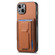 iPhone 13 Carbon Fiber Fold Stand Elastic Card Bag Phone Case - Brown