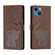iPhone 13 Cartoon Elephant Embossed Leather Phone Case - Brown