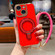 iPhone 13 Charm Eye Electroplating Metal Holder Phone Case with Lanyard - Red