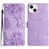 iPhone 13 Cherry Blossom Butterfly Skin Feel Embossed PU Phone Case - Purple