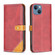 iPhone 13 Color Matching Double Sewing Thread Leather Case - Red