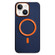 iPhone 13 Contrast Color Imitation Wood Texture MagSafe Phone Case - Navy Blue