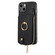 iPhone 13 Cross Leather Ring Vertical Zipper Wallet Back Phone Case - Black