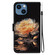 iPhone 13 Crystal Texture Colored Drawing Leather Phone Case - Gold Peony