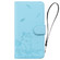 iPhone 13 Cute Cat Embossed Leather Phone Case - Sky Blue