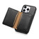 iPhone 13 Denior Cowhide Texture Leather MagSafe Detachable Wallet Phone Case - Black