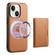iPhone 13 Denior Cowhide Texture Leather MagSafe Detachable Wallet Phone Case - Khaki