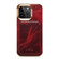 iPhone 13 Denior Oil Wax Leather Electroplating Card Slot Holder Phone Case - Red