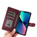 iPhone 13 Diamond Lattice Leather Flip Phone Case - Wine Red