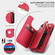 iPhone 13 Double Flap Zipper RFID Leather Phone Case with Short Lanyard - Red