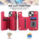 iPhone 13 Double Flap Zipper RFID Leather Phone Case with Short Lanyard - Red
