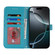 iPhone 13 Double Fold Printed Embossing Leather Phone Case - Blue
