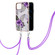 iPhone 13 Electroplating Pattern IMD TPU Shockproof Case with Neck Lanyard - Purple Flower