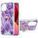 iPhone 13 Electroplating Splicing Marble Pattern Dual-side IMD TPU Shockproof Case with Ring Holder - Dark Purple