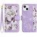 iPhone 13 Floral Pattern Leather Phone Case with Lanyard - Light Purple