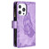 iPhone 13 Flying Butterfly Embossing Pattern Zipper Horizontal Flip Leather Case with Holder & Card Slots & Wallet - Purple