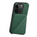 iPhone 13 Imitation Calfskin Leather Back Phone Case with Holder - Green