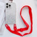 iPhone 13 Lanyard Glitter Epoxy Clear Phone Case - Red