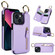 iPhone 13 Litchi Texture Zipper Double Buckle Card Bag Phone Case - Purple