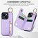 iPhone 13 Litchi Texture Zipper Double Buckle Card Bag Phone Case - Purple