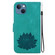 iPhone 13 Lotus Embossed Leather Phone Case - Green