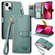 iPhone 13 Love Zipper Lanyard Leather Phone Case - Green