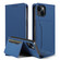 iPhone 13 Magnetism Skin Feel Card Holder Leather Phone Case - blue
