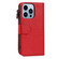 iPhone 13 Microfiber Zipper Horizontal Flip Leather Case with Holder & Card Slots & Wallet - Red
