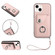 iPhone 13 Organ Card Bag Ring Holder PU Phone Case with Lanyard - Pink