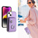 iPhone 13 Organ Card Bag Ring Holder PU Phone Case with Lanyard - Purple