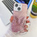iPhone 13 Plating Glitter Lens Film Texture Butterfly Holder Wristband Phone Case - Pink Feather Yarn
