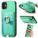 iPhone 13 Retro Cross Leather Ring Side Insert Card Bag MagSafe Phone Case - Green