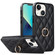 iPhone 13 Rhombic PU Leather Phone Case with Ring Holder - Black