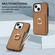 iPhone 13 Ring Card Litchi Leather Back Phone Case - Brown