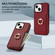 iPhone 13 Ring Card Litchi Leather Back Phone Case - Red