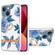 iPhone 13 Ring IMD Flowers TPU Phone Case - Blue Peony