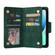 iPhone 13 Rivet Buckle 9 Cards Three Fold Leather Phone Case - Green