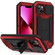 iPhone 13 R-JUST Sliding Camera Shockproof Life Waterproof Dust-proof Metal + Silicone Protective Case with Holder - Red