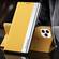 iPhone 13 Side Electroplated Magnetic Ultra-Thin Horizontal Flip Leather Case with Holder - Yellow