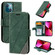 iPhone 13 Skin Feel Splicing Horizontal Flip Leather Phone Case - Green