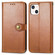 iPhone 13 Solid Color Leather Buckle Phone Case with Lanyard & Photo Frame & Card Slot & Wallet & Stand Function - Brown