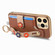 iPhone 13 Stereoscopic Flowers Wristband Card Bag Phone Case - Brown