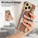 iPhone 13 Stereoscopic Flowers Wristband Card Bag Phone Case - Brown