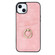 iPhone 13 Vintage Patch Leather Phone Case with Ring Holder - Pink