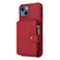 iPhone 13 Zipper Shockproof Protective Phone Case - Red